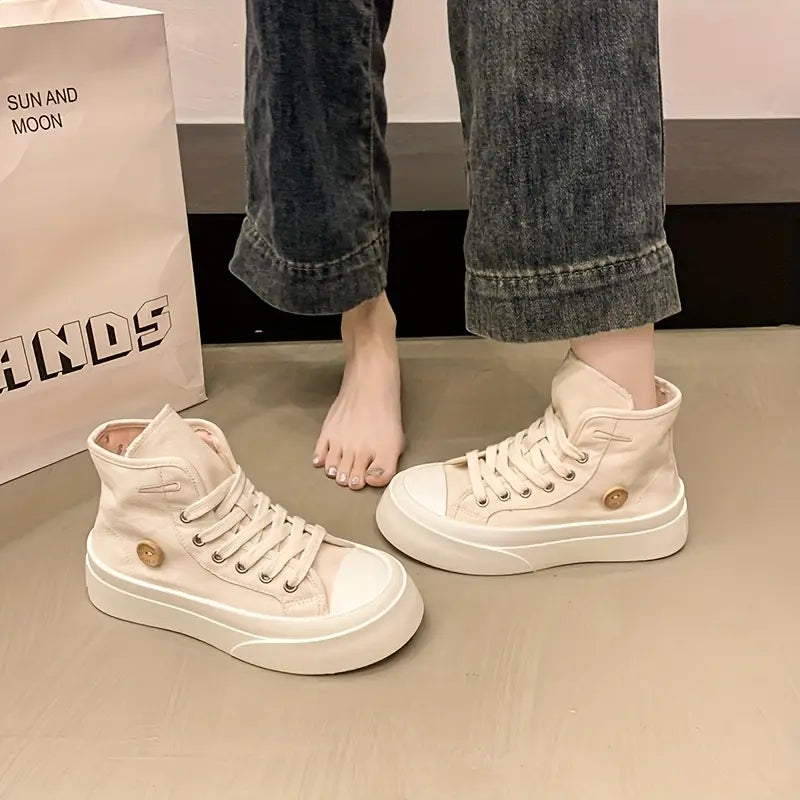 Hoyle-Thick-soled and high-top canvas shoes