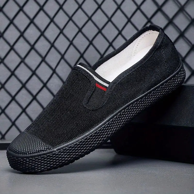 Hoyle-The man put one foot into the lazy shoes.